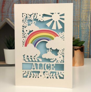 Personalised Papercut Rainbow Card, 9 of 9