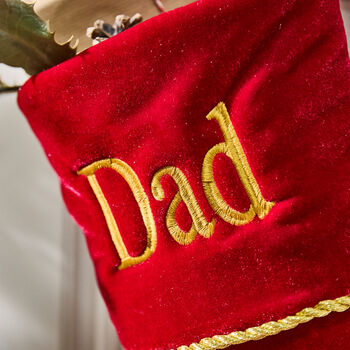 Personalised Luxury Ruby Red Velvet Christmas Stocking, 5 of 8
