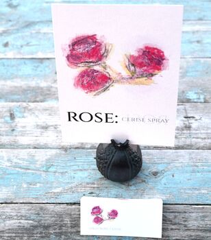 Pack 12 Cerise Rose Original Botanical Wedding Place Name Cards Double Sided, 3 of 6