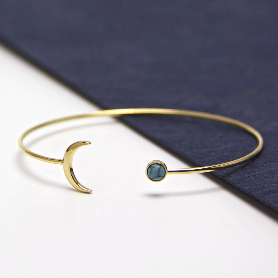 Golden Moon And Turquoise Open Cuff Bracelet By Gaamaa Golden Moon And Turquoise Open Cuff Bracelet