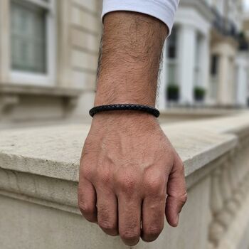 Leather Clasp Bracelet Black, 5 of 9