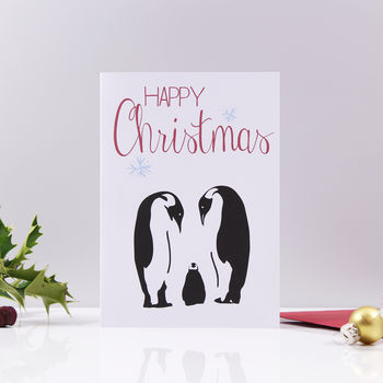 'Happy Christmas' Penguin Family Card, 2 of 2