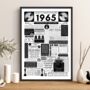 Personalised 1965 Music Print 60th Birthday Gift, thumbnail 1 of 8