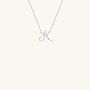 Mini Personalised Script Letter Necklace Silver, thumbnail 10 of 12