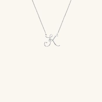 Mini Personalised Script Letter Necklace Silver, 10 of 12