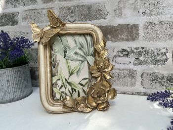 Cream And Gold Butterfly Photo Frame – 6x4 Inch Portrait, 2 of 10
