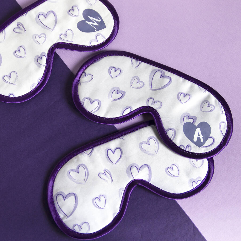 Personalised Purple Hearts Eye Mask