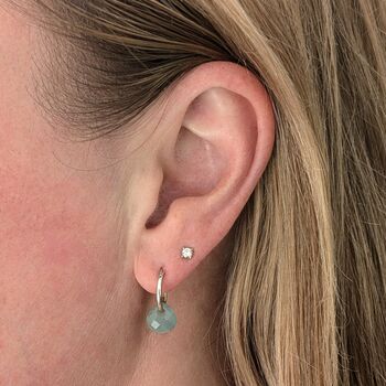 The Nugét Aquamarine March Birthstone Earrings, Silver, 2 of 4