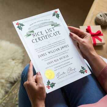 Santa's Nice List Christmas Certificate Print, 2 of 5