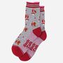 Christmas Party Robins Bamboo Socks Women's Grey Red, thumbnail 2 of 4