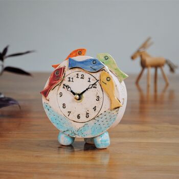 Bright Coloured Fish Shoal Mantel Clock Personalised, 3 of 7