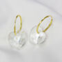 Dream Crystal Heart Gold Plated Silver Hoop Earrings, thumbnail 2 of 3