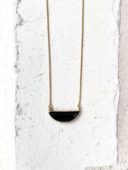 Jade Semi Circle Necklace Real 18k Gold Plated Gift, 3 of 8