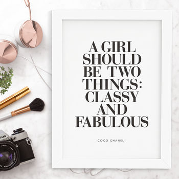 Coco Chanel 'Classy And Fabulous' Typography Print, 2 of 4