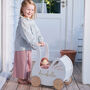 Personalised Kids Swan Wooden Push Along Toy Pram, thumbnail 10 of 12