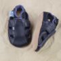 Dotty Fish Navy Soft Leather Baby Sandals With Barefoot Soles, thumbnail 4 of 7