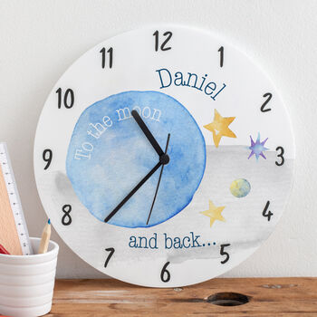 Moon And Stars Personalised Bedroom Wall Clock, 2 of 2