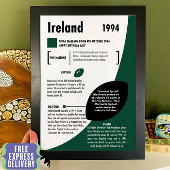Personalised Ireland Rugby Birthday Gift, 8 of 11