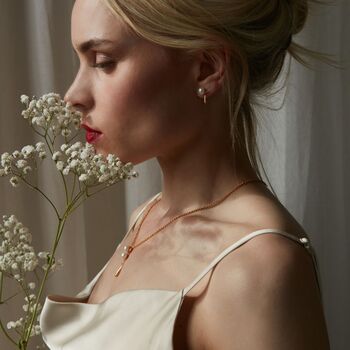 Royal Pearl Earrings In Gold Vermeil, 4 of 4