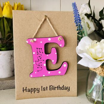 Personalised 1st Birthday Alphabet Letter Keepsake Card, 4 of 8