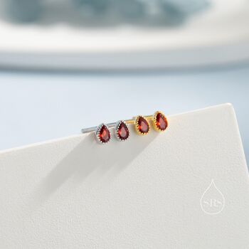 Tiny Droplet Cz Stud Earrings In Sterling Silver, 3 of 12