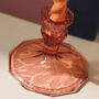 Vintage Art Deco Glass Candlestick Rose Pink, thumbnail 3 of 5
