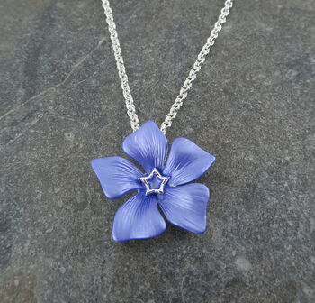 Periwinkle Blue Flower Pendant Necklace, 2 of 6