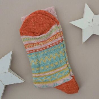 Wool Blend Nordic Socks In Pink, 2 of 2