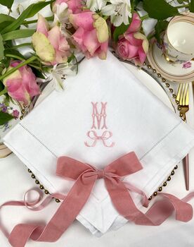 Embroidered Linen Bow Napkin, 3 of 5
