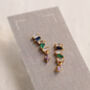 Rainbow Zigzag Drop Sterling Silver Stud Earrings, thumbnail 2 of 5