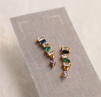 Rainbow Zigzag Drop Sterling Silver Stud Earrings, 2 of 5