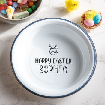 Personalised Hoppy Easter Enamel Bowl, 2 of 7
