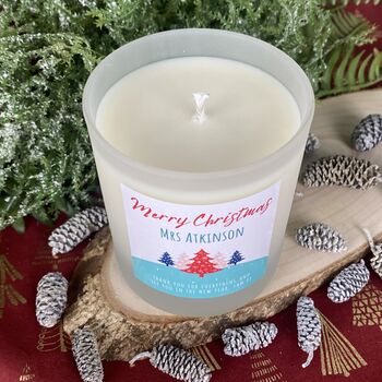 Personalised Christmas Teacher Gift Snowfall Candle, 3 of 10