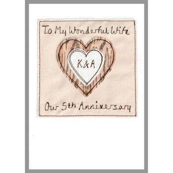 Personalised Wood 5th Wedding Anniversary Card, 6 of 7