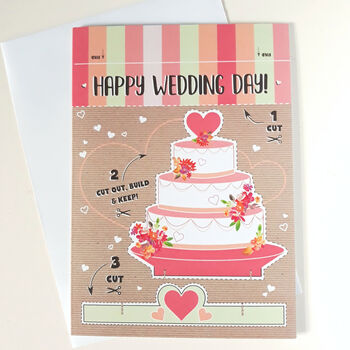Wedding Cake Wedding Day Card, Cut Out And Keep, 4 of 6