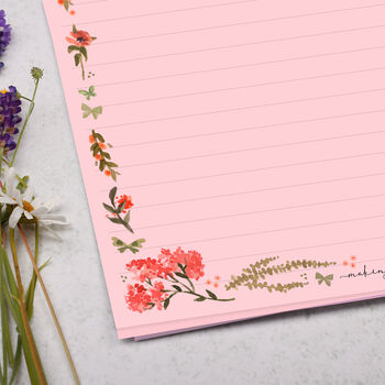 A4 Pink Letter Writing Paper With Pink Blossom Border, 2 of 4