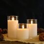 Set Of Three Glass Wax Flameless Candles, thumbnail 1 of 5