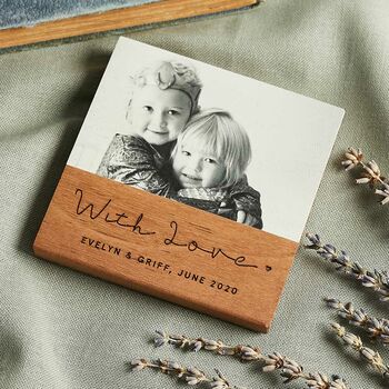 Personalised Wooden Photo Coaster With Love, 2 of 6
