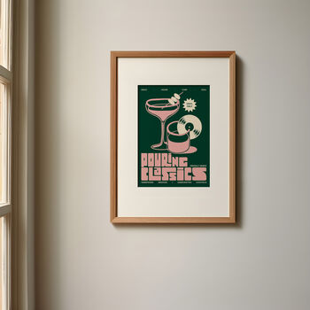 Cocktail Print | Pouring Classics Poster | Retro Mid Century Illustration | Disco And Vinyl Wall Art, 8 of 8