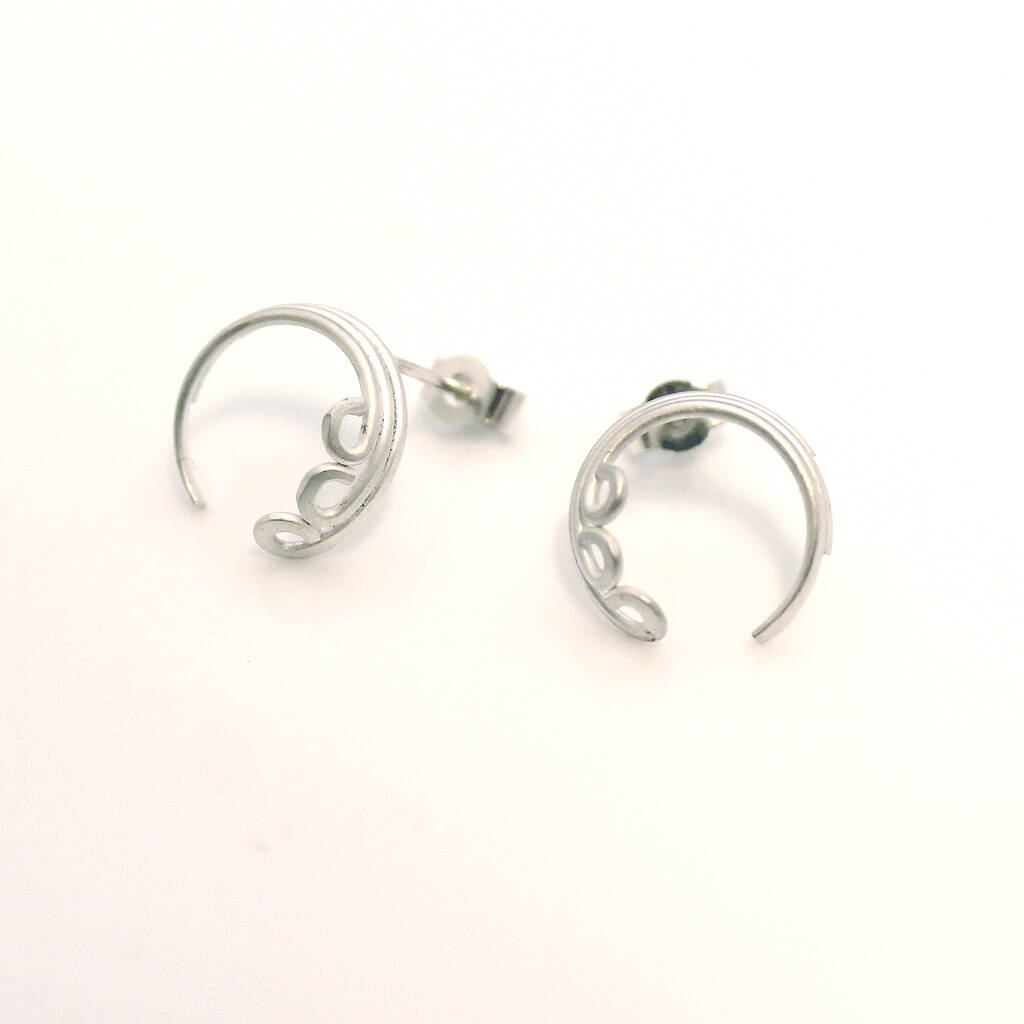 Linear Loop Stud Earrings By Jenny Deans Jewellery