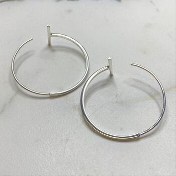 Minimalist Bar Gold Plated Hoop Earrings, 5 of 6