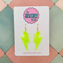 Neon Green Glitter Lightning Bolt Earrings Small And Large, thumbnail 1 of 10