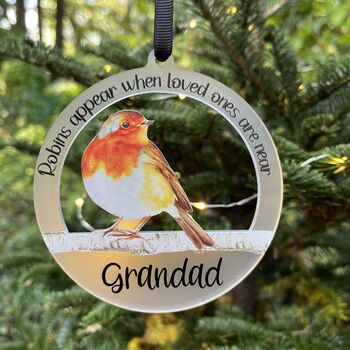 Personalised Christmas Robin Memorial Bauble, 3 of 3