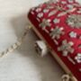 Red Handcrafted Raw Silk Clutch Bag, thumbnail 9 of 10
