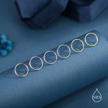 Sterling Silver Minimalist Open Circle Stud Earrings, 2 of 12