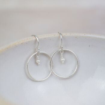 Sterling Silver And Pearl Celestial Hoop Earrings, 3 of 3