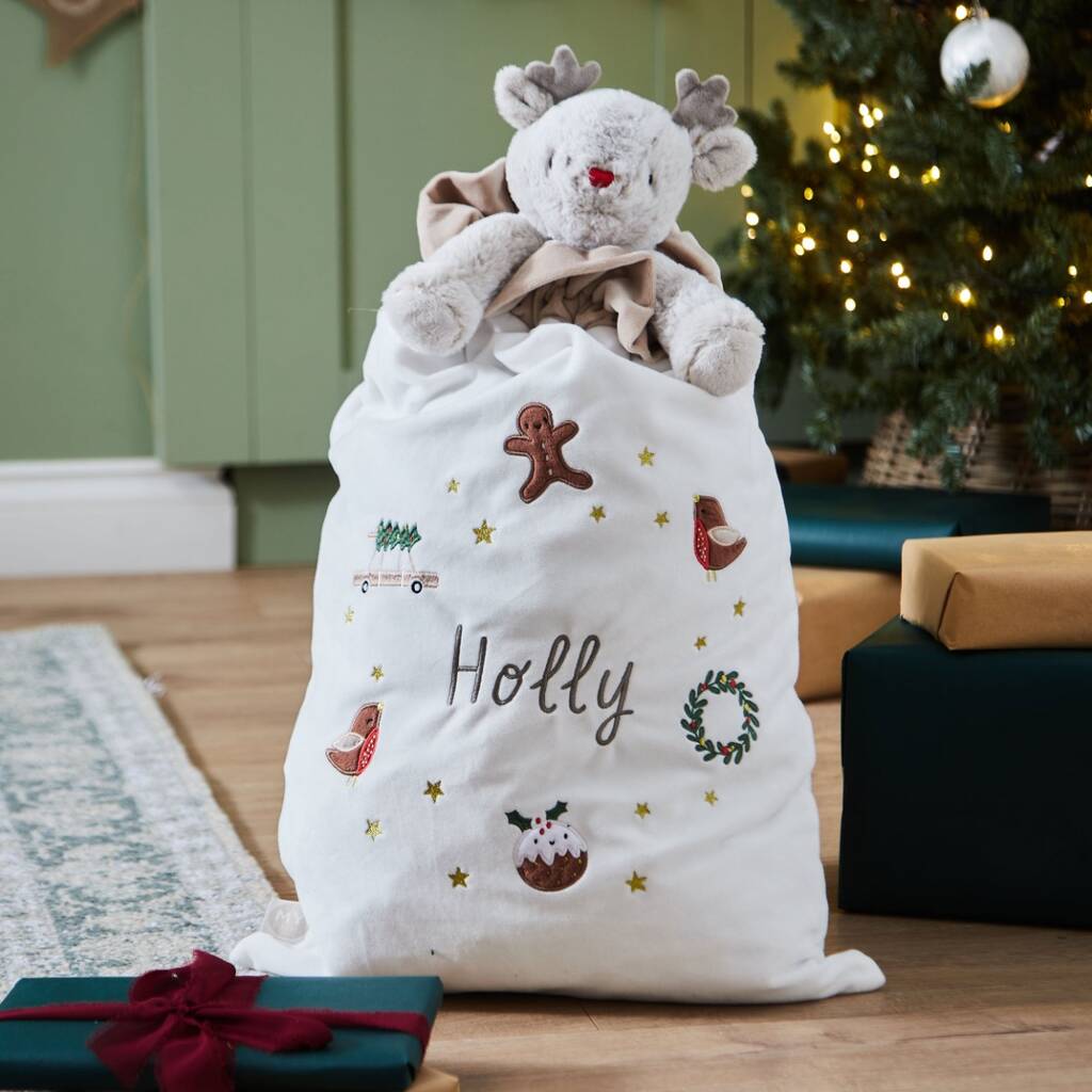 Personalised Plush Neutral Christmas Sack, 1 of 4