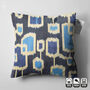 Traditional Handwoven Ikat Cushion With Blue Tones, thumbnail 5 of 7