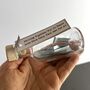 Personalised Silver Paper Ship In A Bottle – Silver Wedding Anniversary Gift, thumbnail 6 of 9