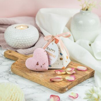 Happy Birthday Rose Heart Luxury Bath Bomb Gift⎜Relaxation Spa Treat For Her⎜Birthday Self Care Gift, 4 of 5